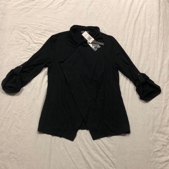 Chelsea & Theodore Roll Tab Women’s Cardigan/ Size: L/ Color: Black/ NWT - Picture 1 of 10